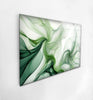 Abstract Green Tones ink Splashes Glass Wall Art