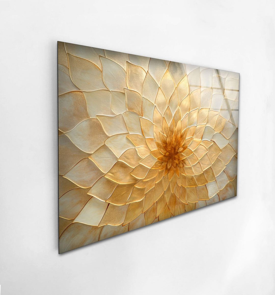 Stained Gold Flower Glass Wall Art custom glass pictures, glass art prints