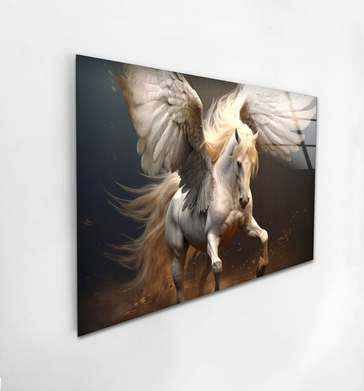 Winged Horses Glass Wall Art Glass Printing Wall Art, Print photos on glass