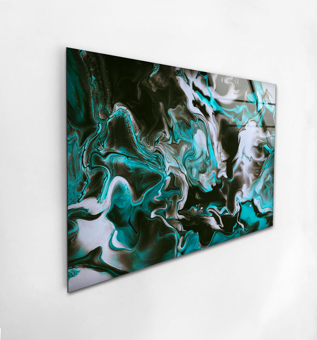 Green and Black Alcohol ink Glass printing Wall Art