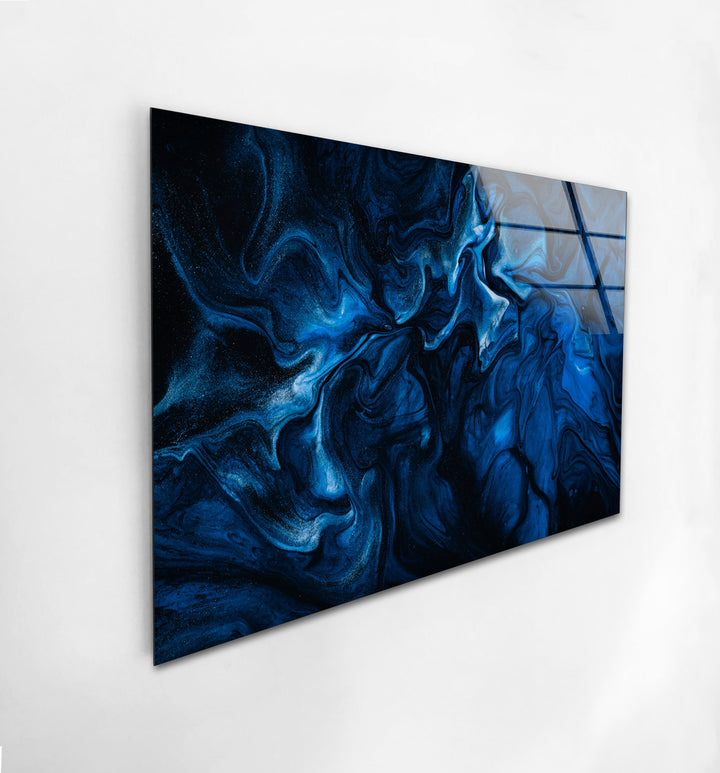 Vivid Dark Blue Abstract Glass Wall Art, art glass wall art, glass wall art pictures