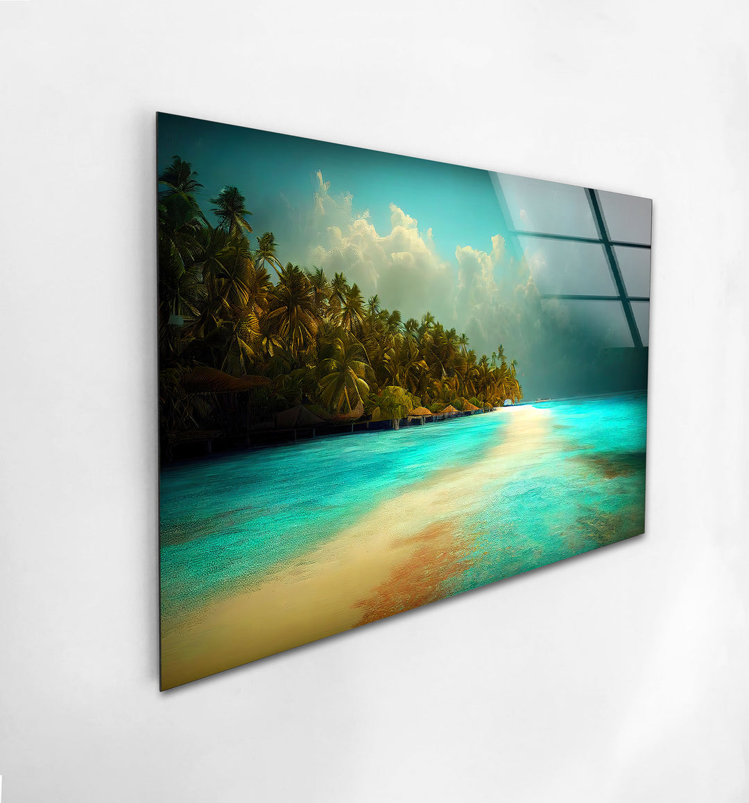 Tropical Island & Palm Tree Glass Wall Art glass image printing, glass prints from photos