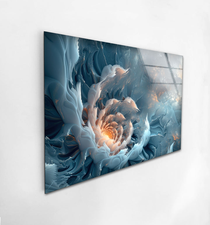 White & Blue Abstract Glass Wall Art glass image printing, glass prints from photos