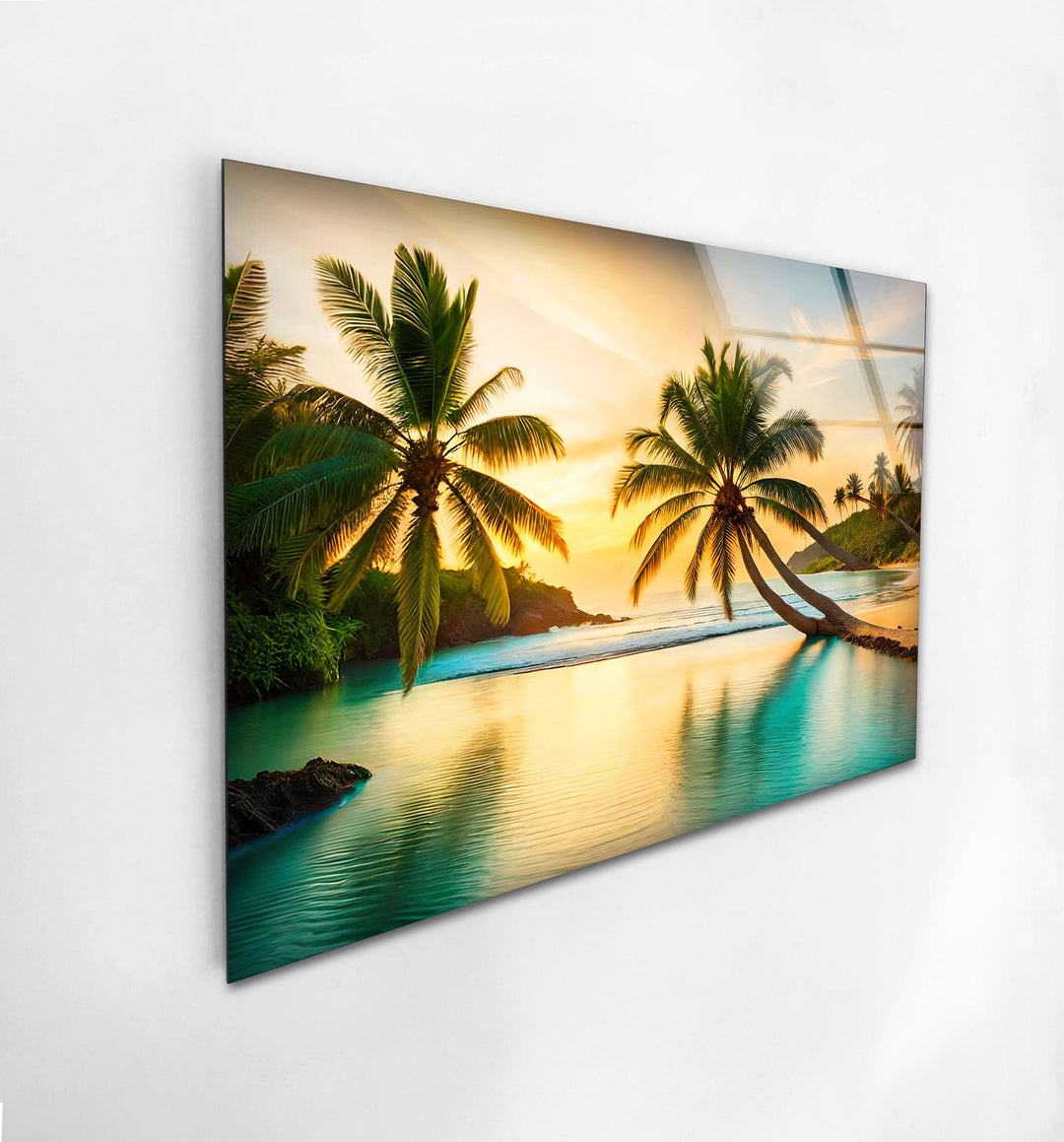 Tropical Orange Sunset Glass Wall Art Glass Printing Wall Art, Print photos on glass