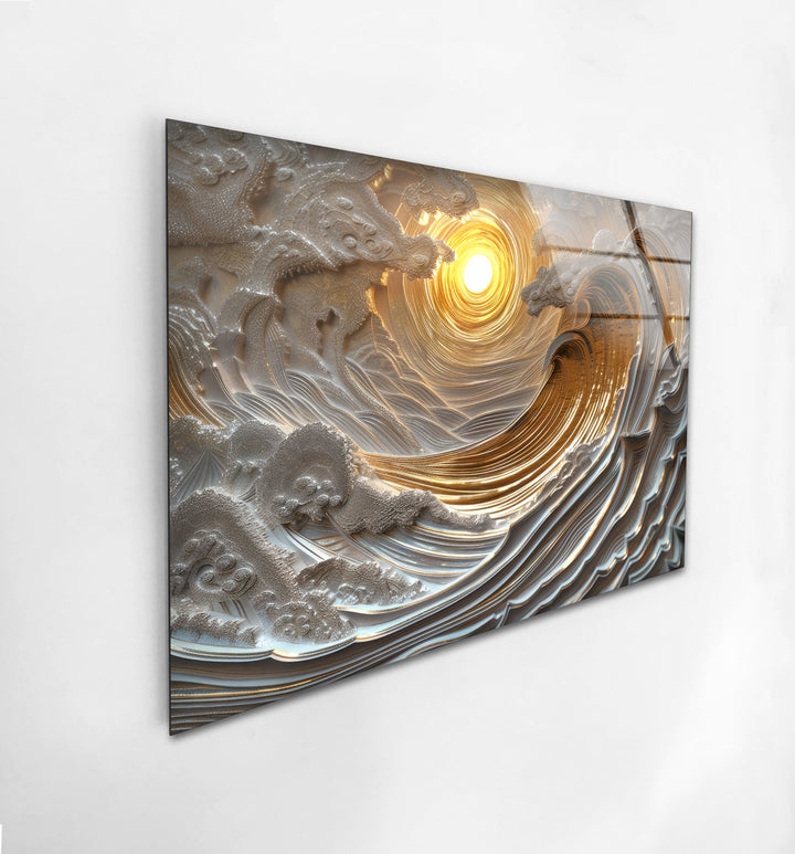 Sunset Abstract Painting Tempered Glass Wall Art - MyPhotoStation