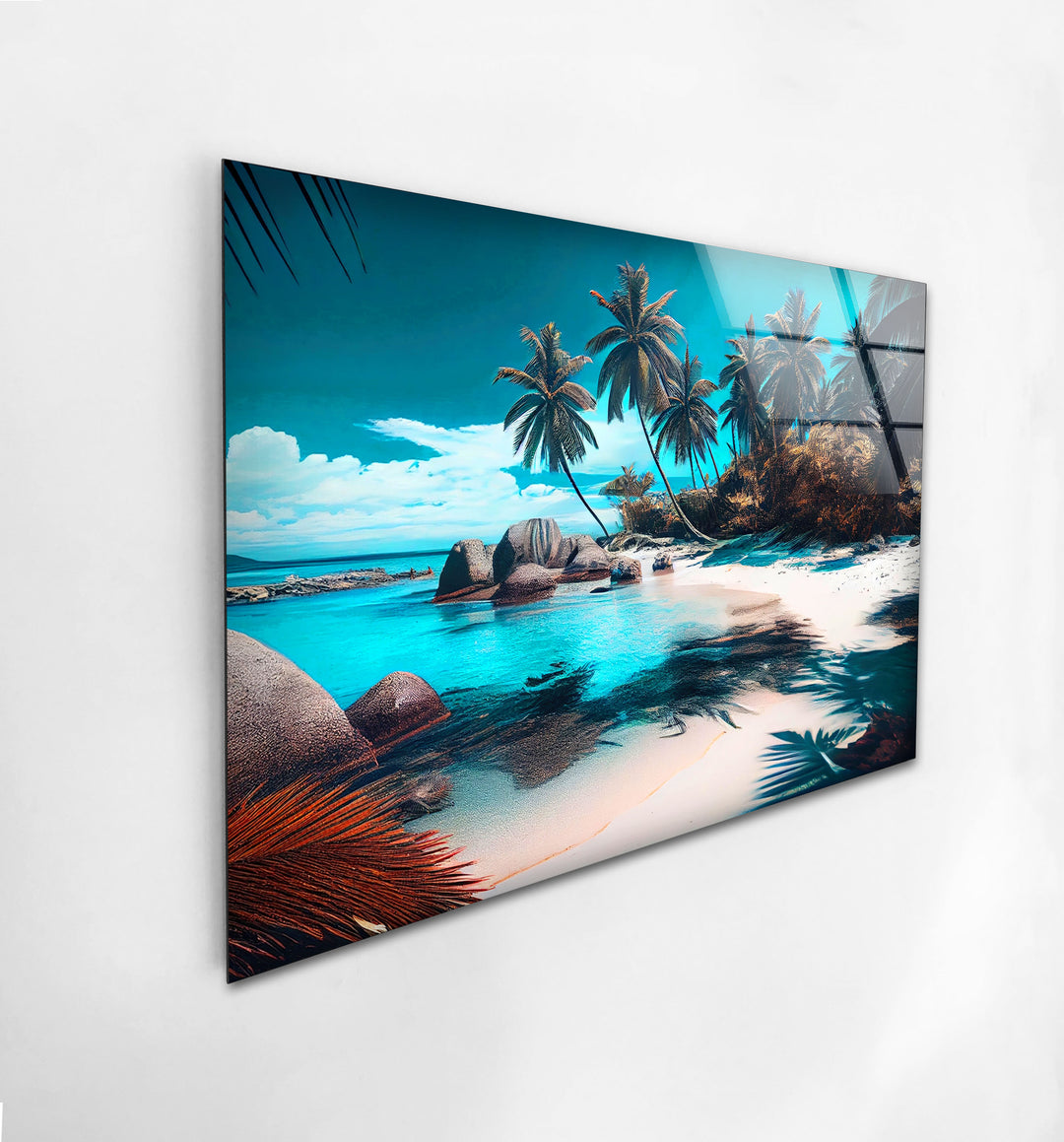 Tropical Beach Palm Trees Glass Wall Art art glass wall art, glass wall art pictures