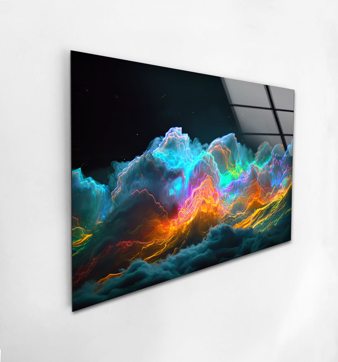 Vibrant Abstract Clouds Glass Wall Art