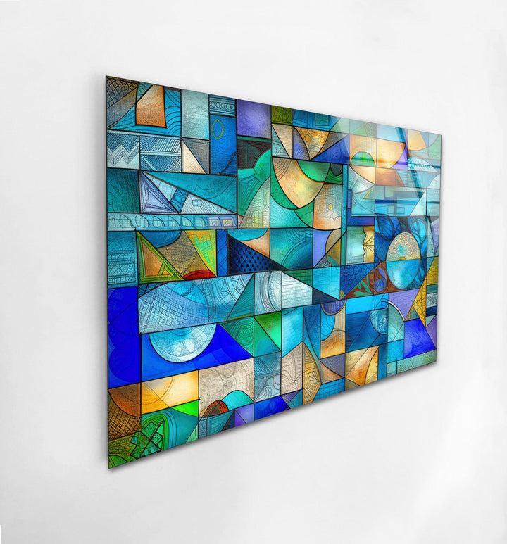 Geometric Colorful Glass Wall Art glass pictures for Wall, glass prints wall art