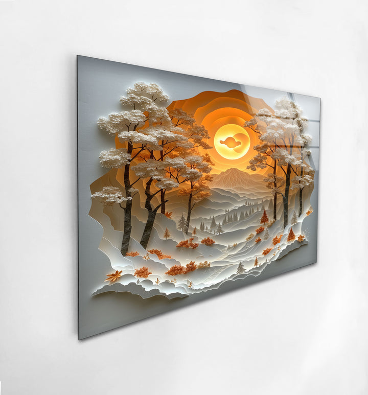 Illustration of Nature Glass Wall Art glass pictures for Wall, glass prints wall art