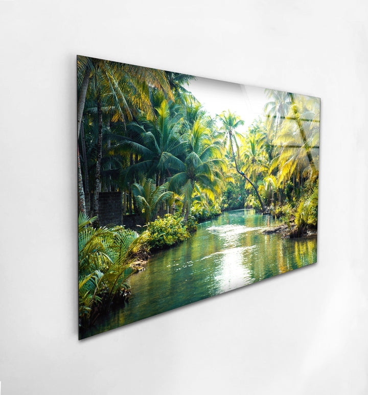 Maasin River Tropical Glass Wall Art glass art painting, glass art for the Wall