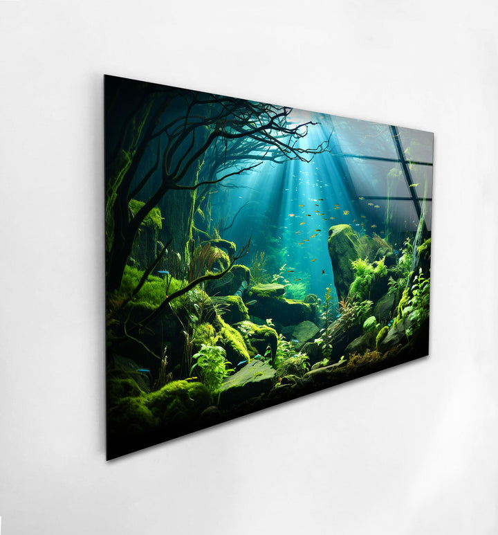 Underwater Forest Glass Wall Art glass art painting, glass art for the Wall