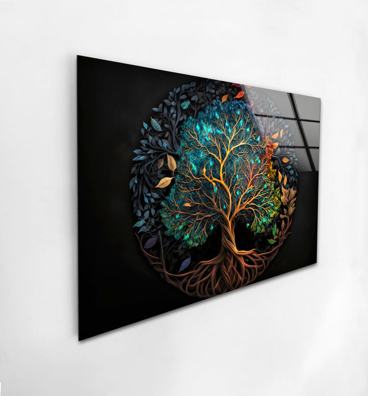 Yggdrasil World Tree of Life Glass Wall Art, glass art painting, glass art for the Wall
