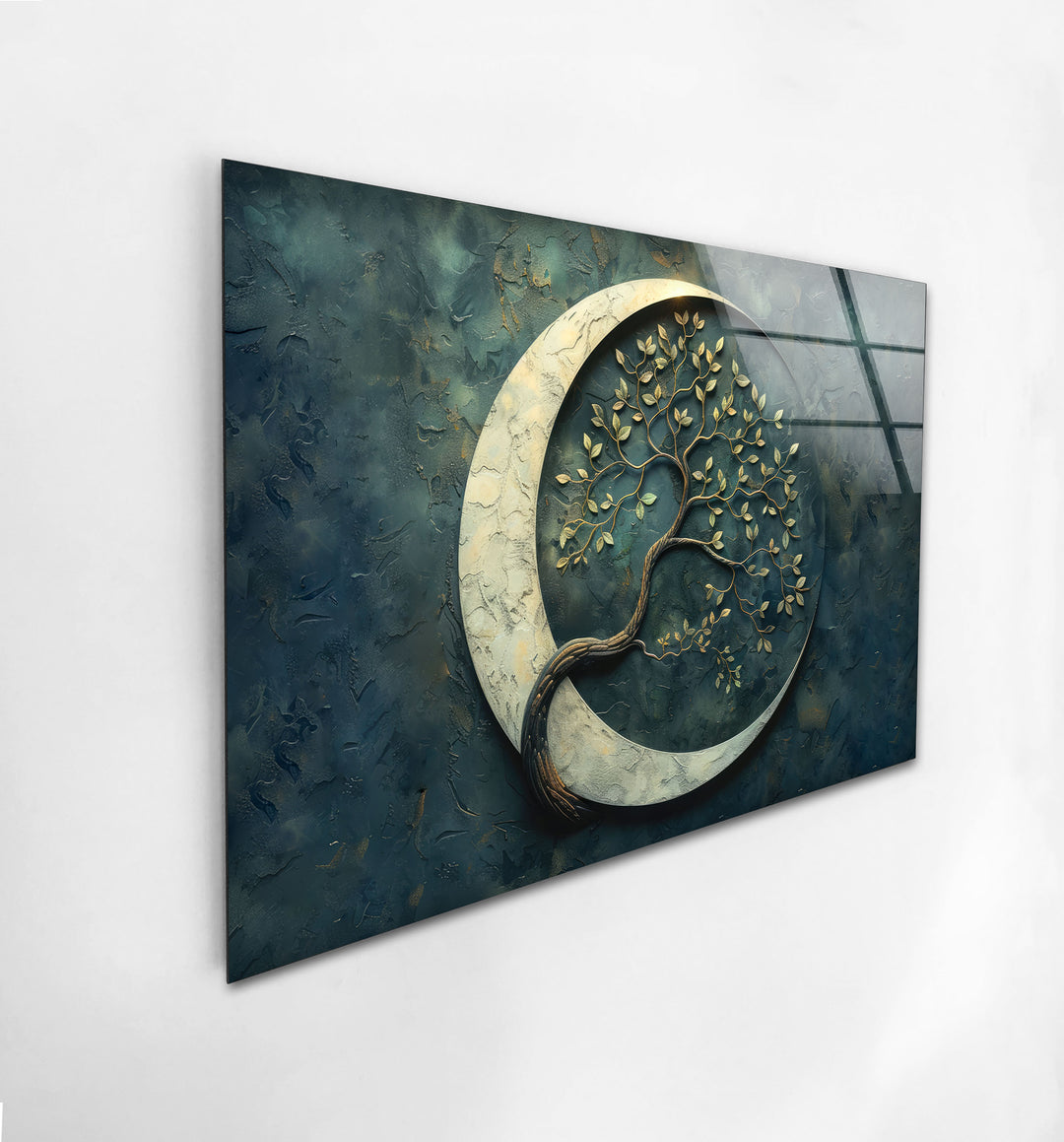 Moon Tree Marble Glass Wall Art glass image printing, glass prints from photos