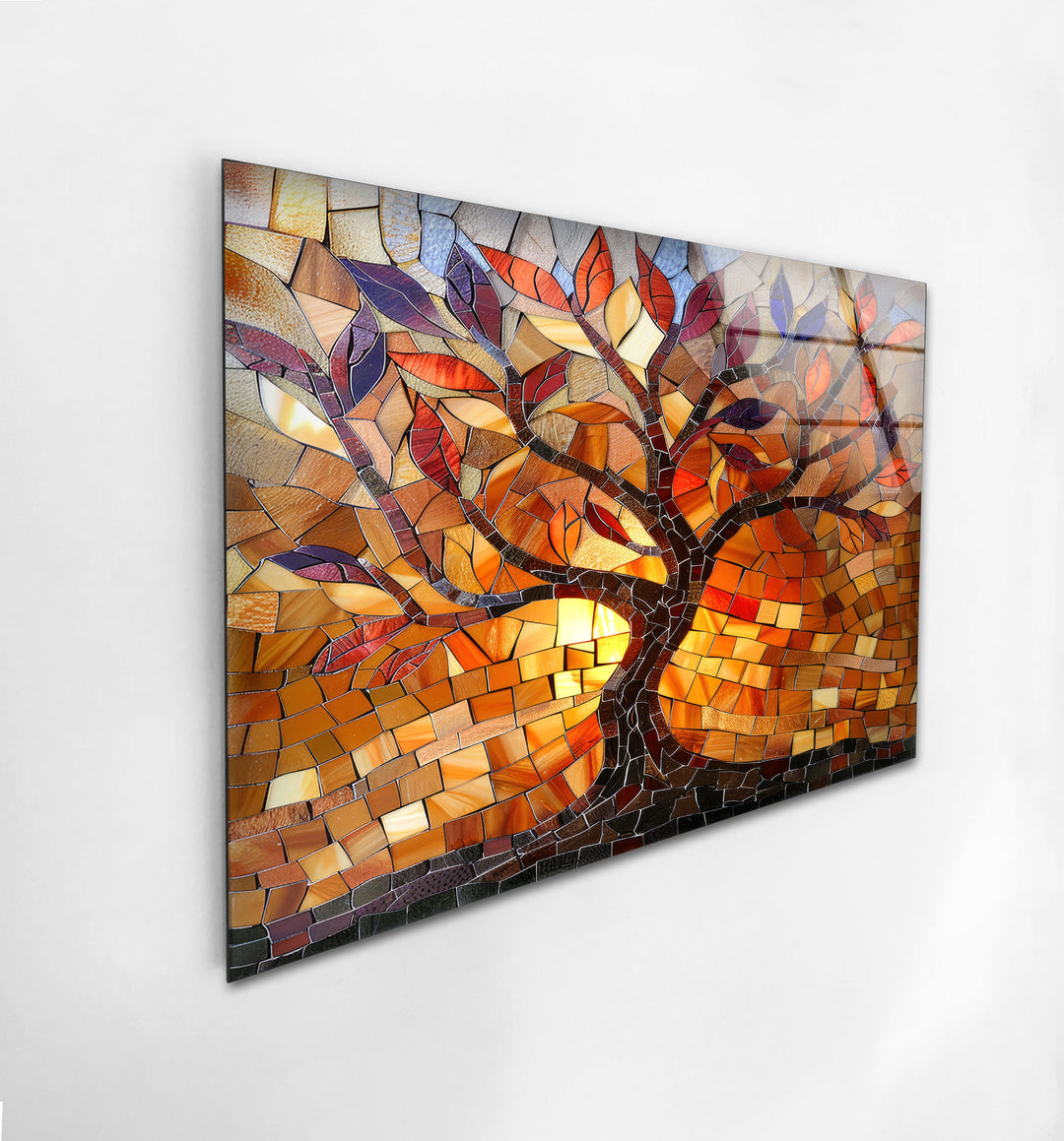 Stained Tree of Life Orange Glass Wall Art art glass wall art, glass wall art pictures