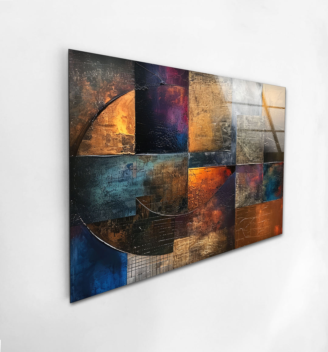 Abstract Colored Geometric Glass Wall Art print picture on glass, Tempered Glass Wall Art