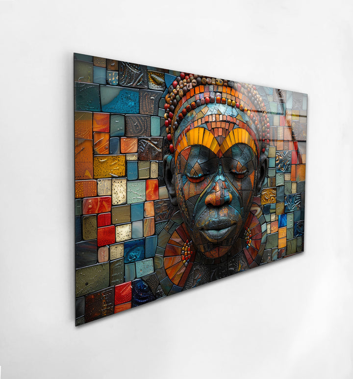 Colorful Mosaic Head Glass Picture Prints & Cool Art Pieces