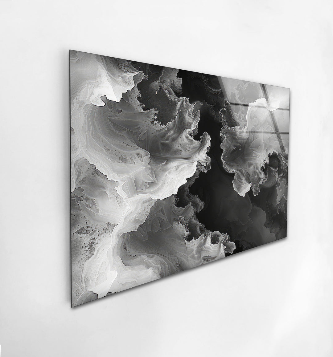 Black & White Abstract Wave Glass Wall Art Glass Printing Wall Art, Print photos on glass