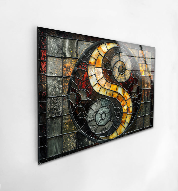 Stained Yin-Yang Glass Wall Art custom glass pictures, glass art prints