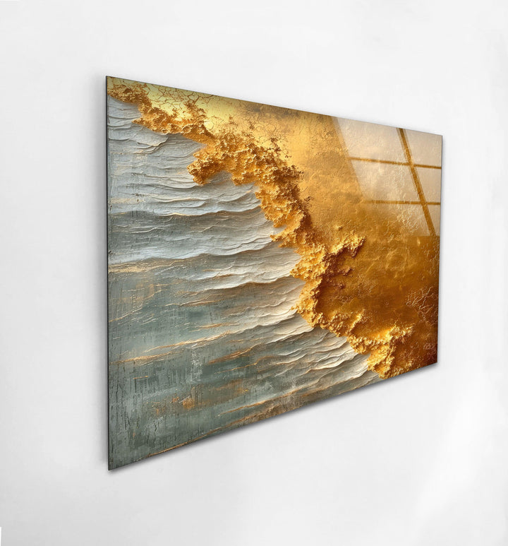 Bronze Abstract Glass Wall Art for living room- artdesigna glass printing wall art