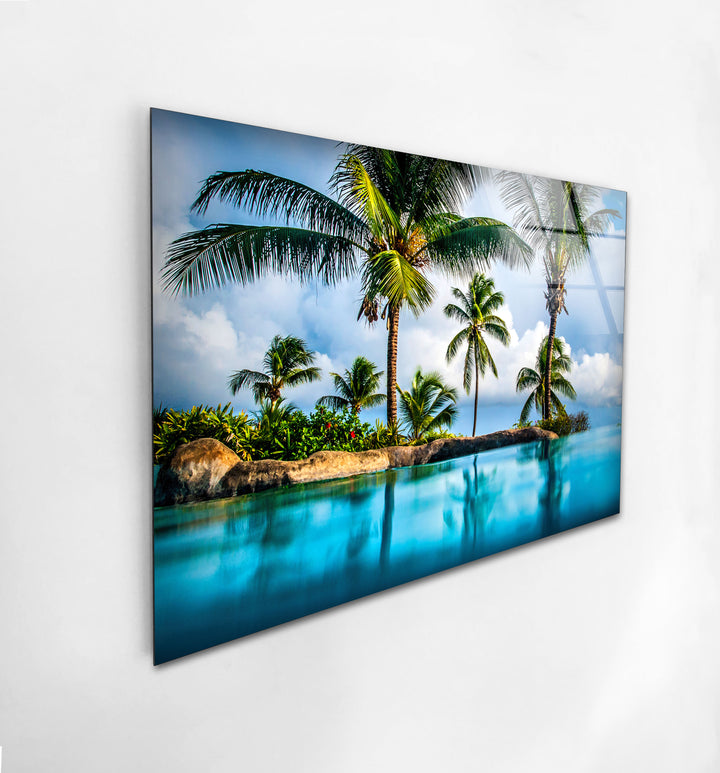 Island & Blue Sea Glass Wall Art large glass photo prints, glass wall photos