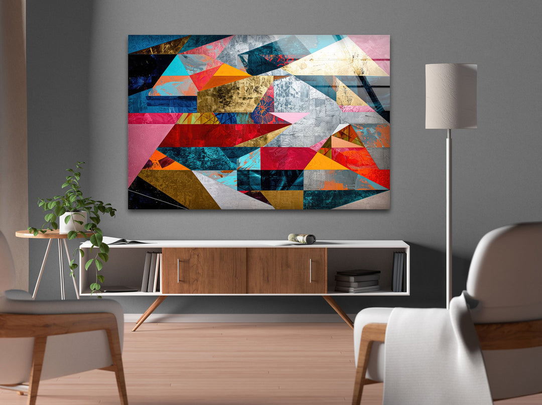 Geometric Shapes Abstract Tempered Glass Wall Art - MyPhotoStation