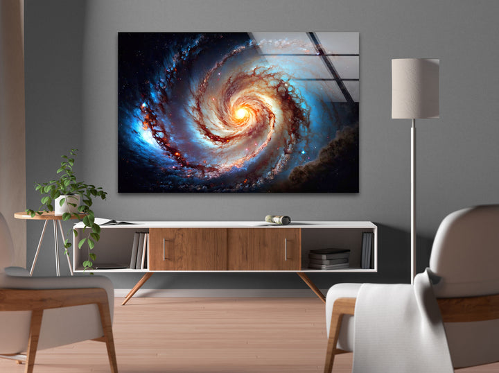 Spiral Galaxy Glass Wall Art, custom glass pictures, glass art prints