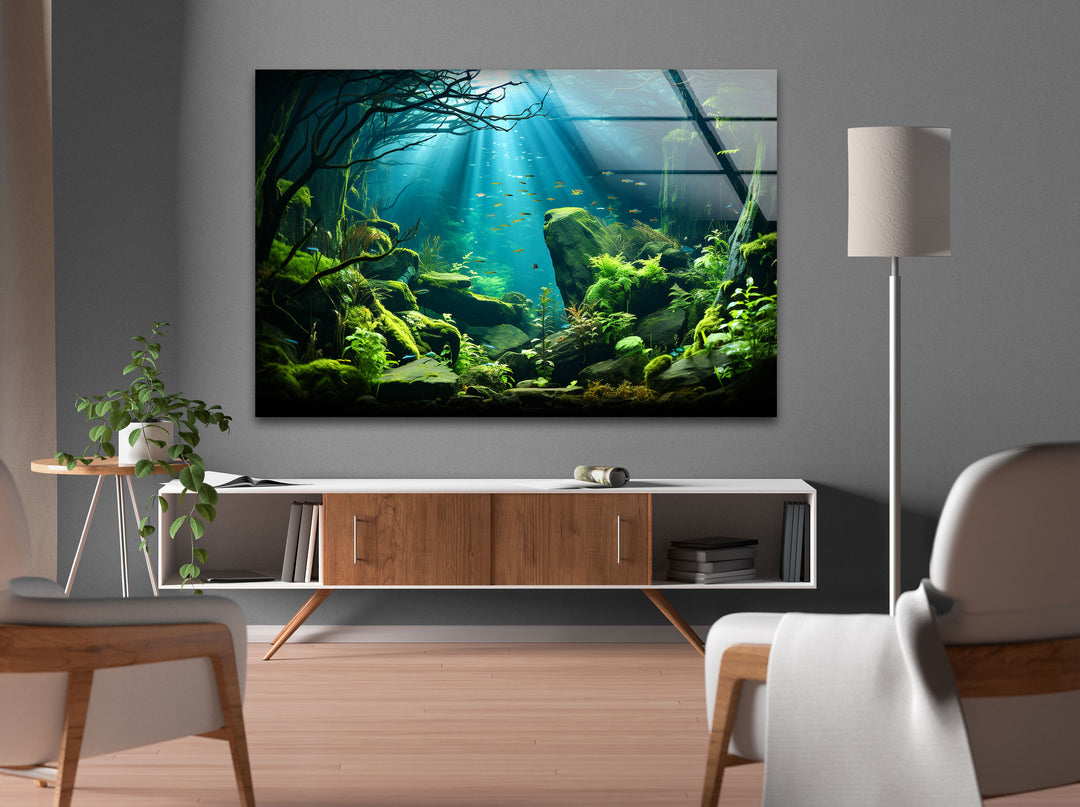 Underwater Forest Glass Wall Art stained glass wall art, stained glass wall decor