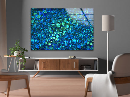 Abstract Blue Circles Glass Wall Art