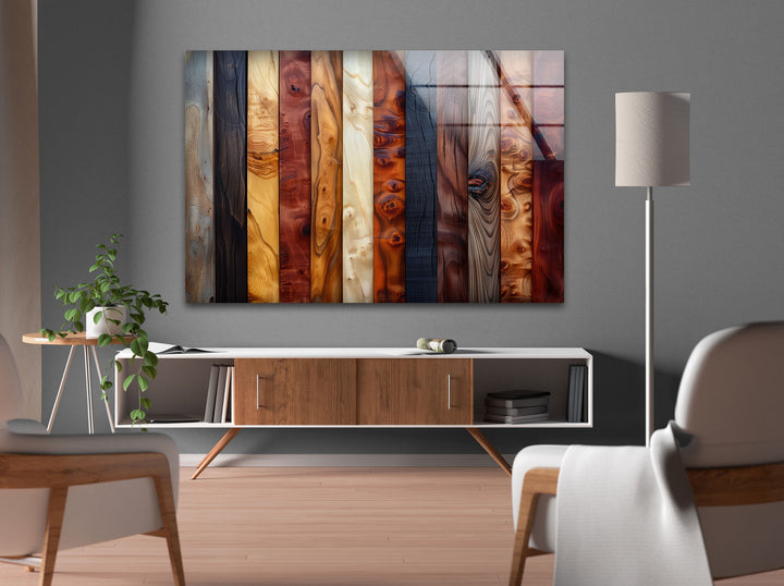 Colored Wooden Patterns Glass Wall Art large glass photo prints, glass wall photos
