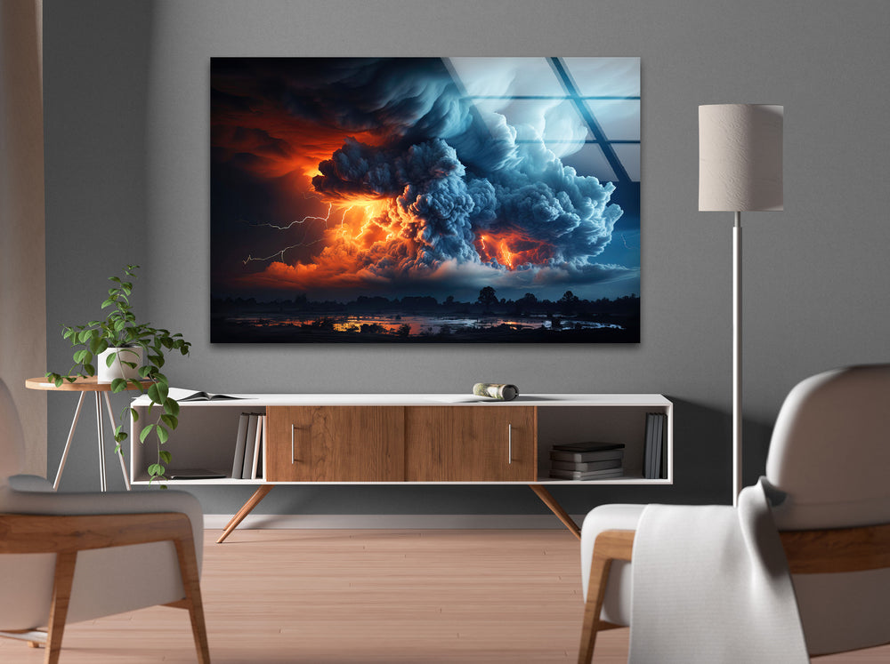 View of Thunderstorm Cloud Glass Wall Art