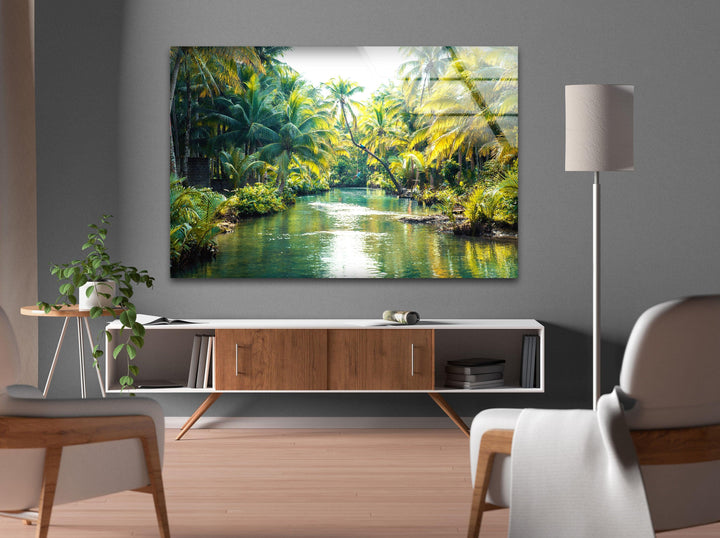 Maasin River Tropical Glass Wall Art glass pictures for Wall, glass prints wall art