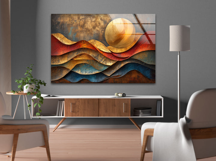 Sunset Abstract Painting Cool Wall Decor & Glass Print Art