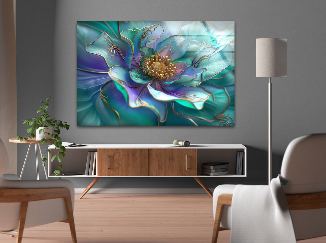 Abstarct Pearlescent Flower Close Up Glass Wall Art, custom glass pictures, glass art prints
