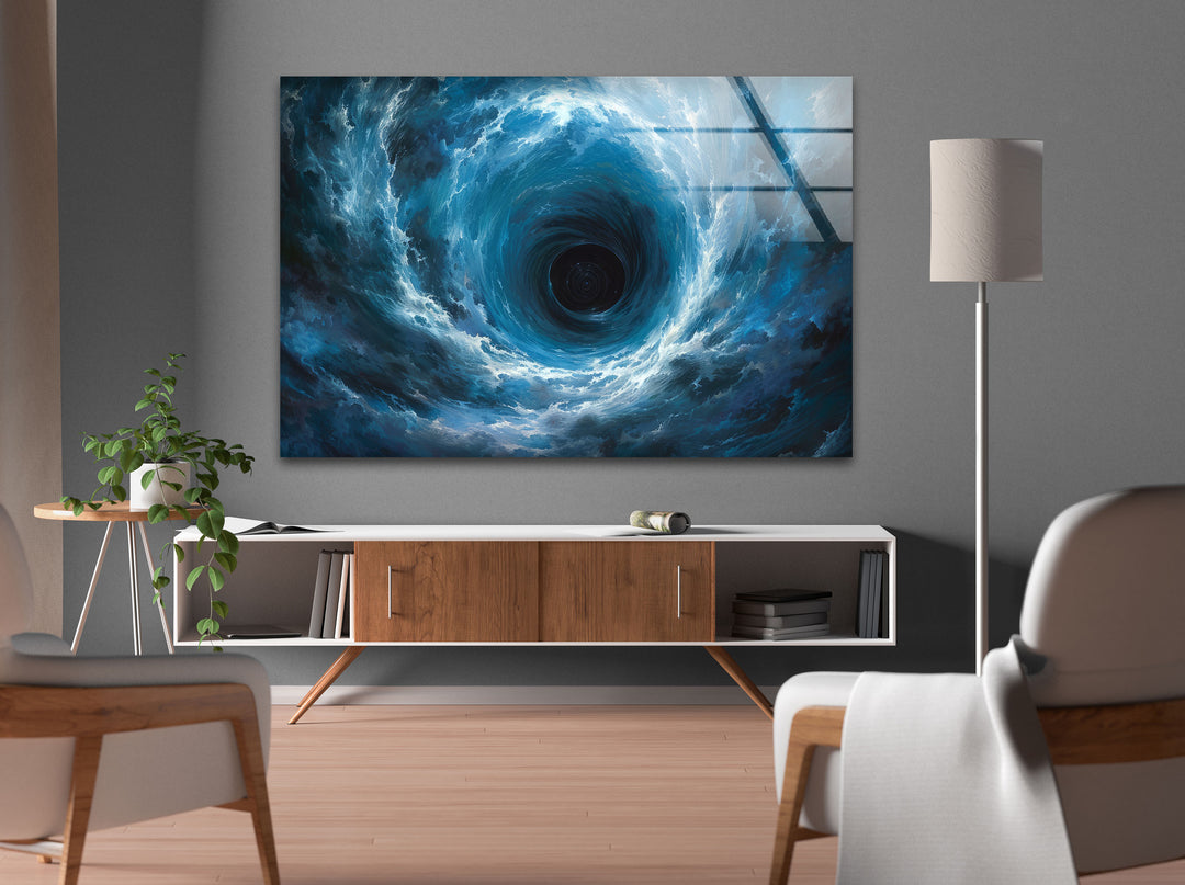 Blue Vortex Glass Wall Art glass pictures for Wall, glass prints wall art