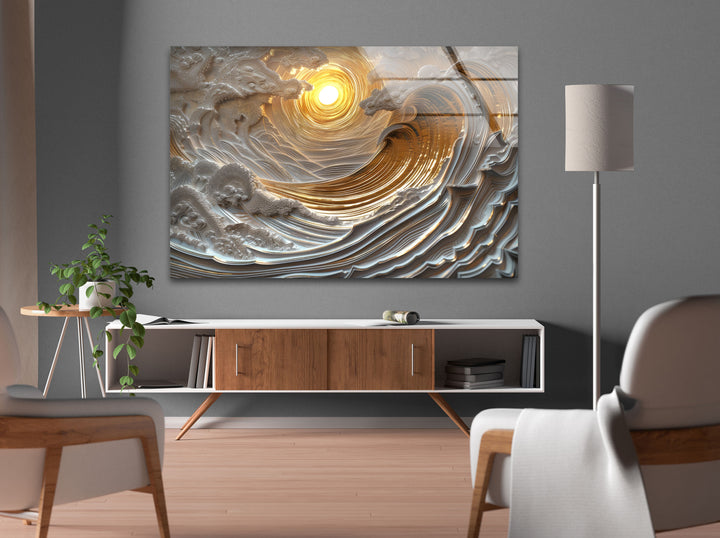 Sunset Abstract Painting Tempered Glass Wall Art - MyPhotoStation