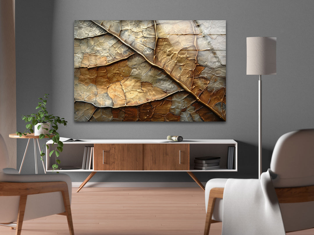 Bronze Leaf Abstract Glass Wall Art glass image printing, glass prints from photos