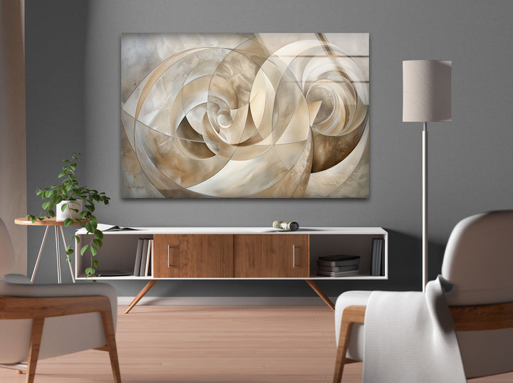 Marble Brown Beige Abstract Glass Wall Art