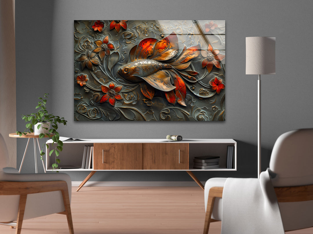 Sculpture Fishes Glass Art Painting & Cool Wall Art