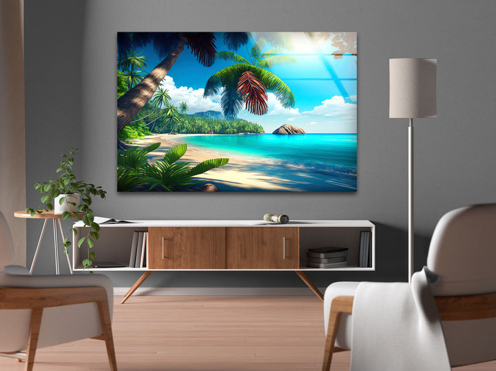 Tropical Island & Palm Trees Glass Wall Art art glass wall art, glass wall art pictures