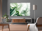 Abstract Green Tones ink Splashes Glass Wall Art