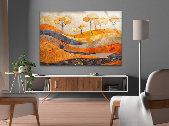 Forest Landscape Painting Tempered Glass Wall Art - MyPhotoStation