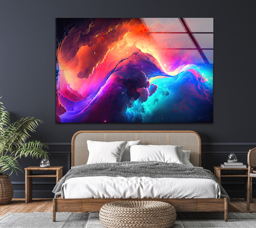 A Colorful Galaxy Glass Wall Art