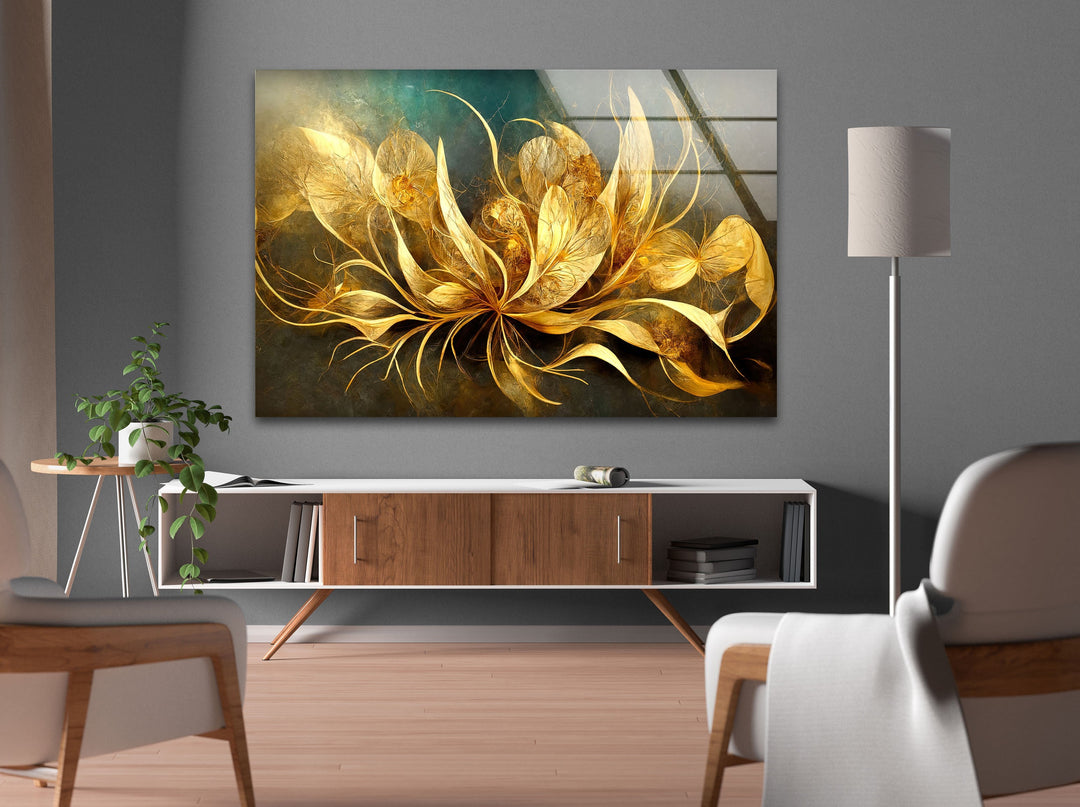 Brown & Beige Flower Glass Wall Art glass image printing, glass prints from photos
