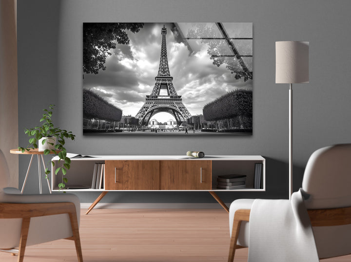 A striking monochrome Paris cityscape featuring the Eiffel Tower, perfect for modern interiors.