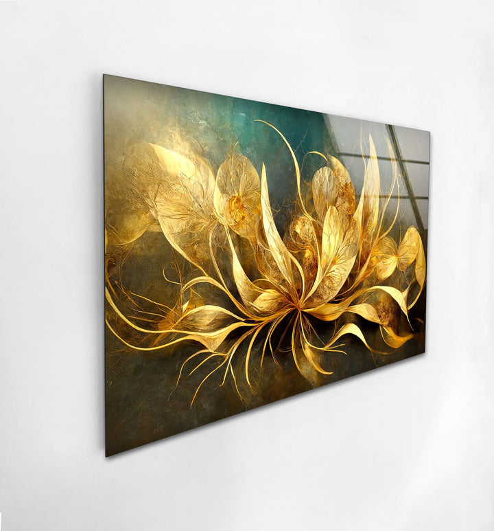 Brown & Beige Flower Glass Wall Art print picture on glass, Tempered Glass Wall Art
