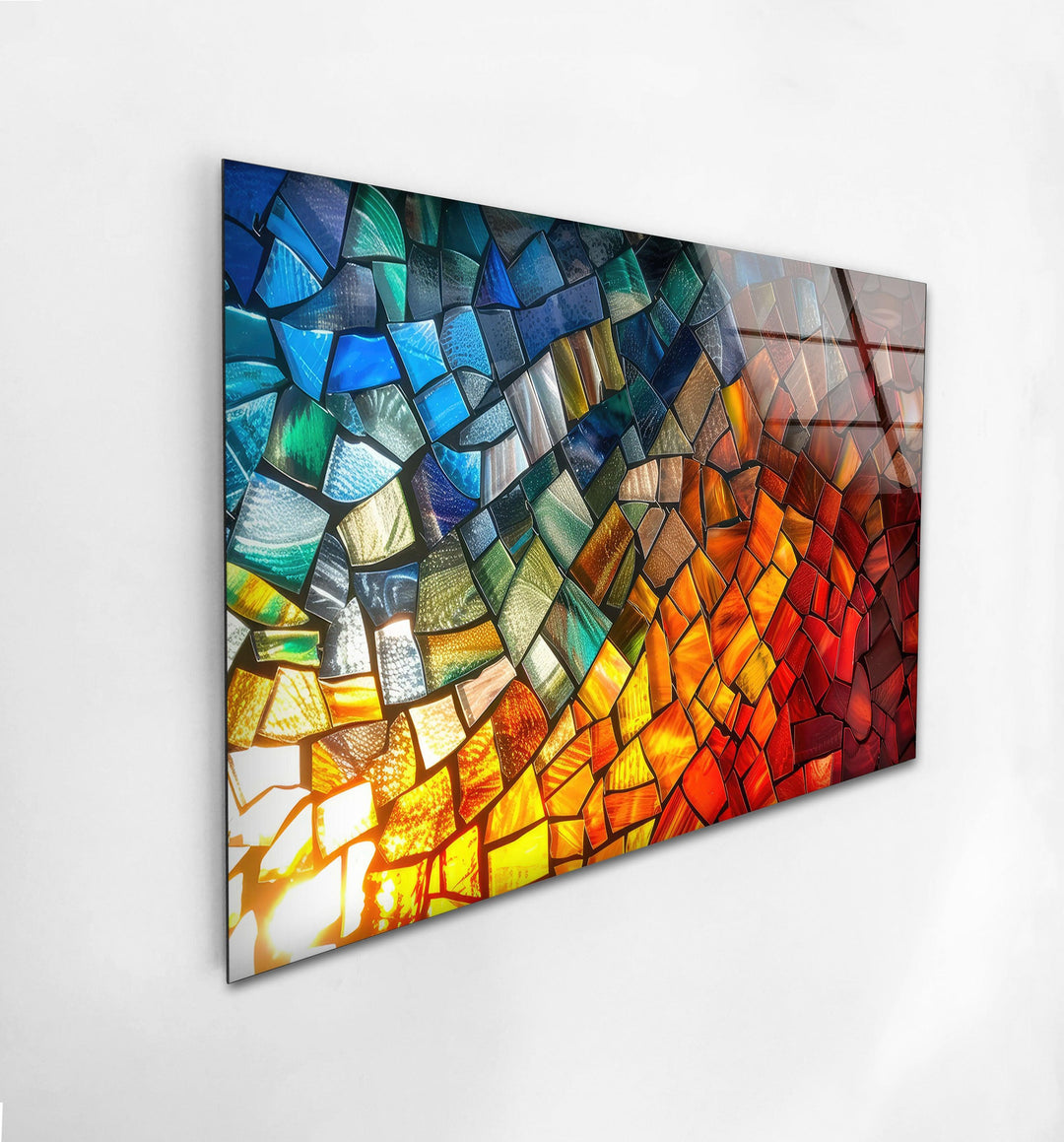 Mosaic Design Colored Glass Wall Art photo print on glass, prints on glass wall art