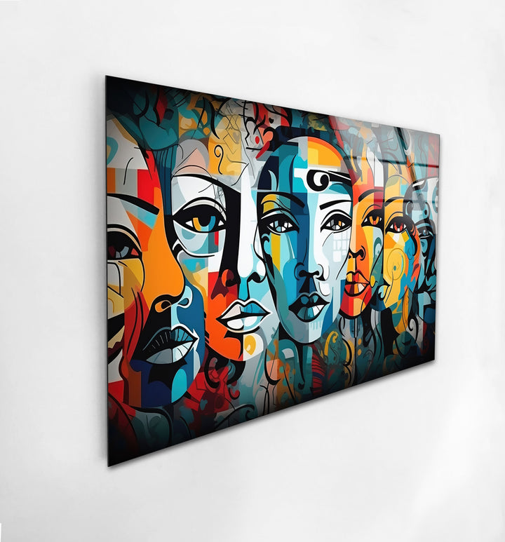 Colorful Abstract Portrait Glass Wall Art