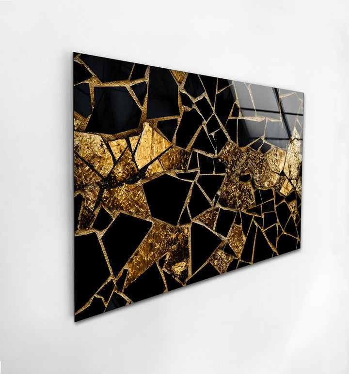 Black marble with gold Stained Glass Printing Art