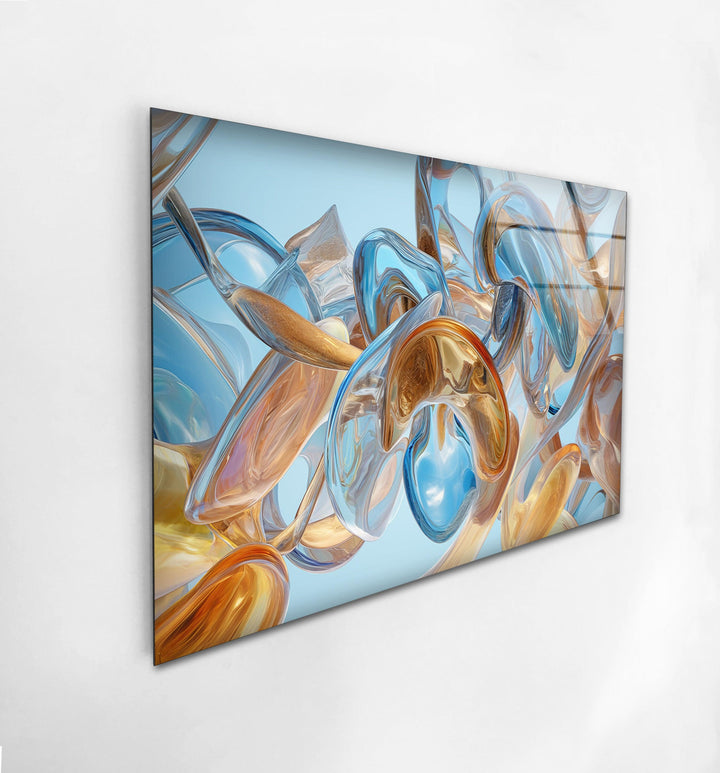 Brown Details Blue Abstract Glass Wall Art art glass wall art, glass wall art pictures