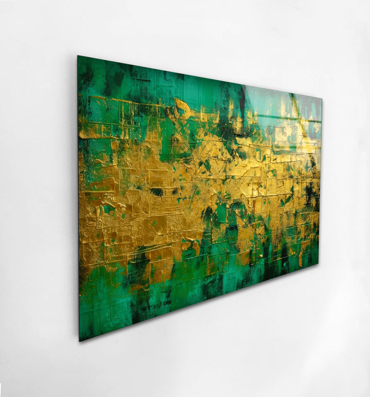 Green and Golden Glass Wall Art artdesigna wall art